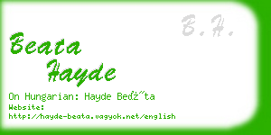 beata hayde business card